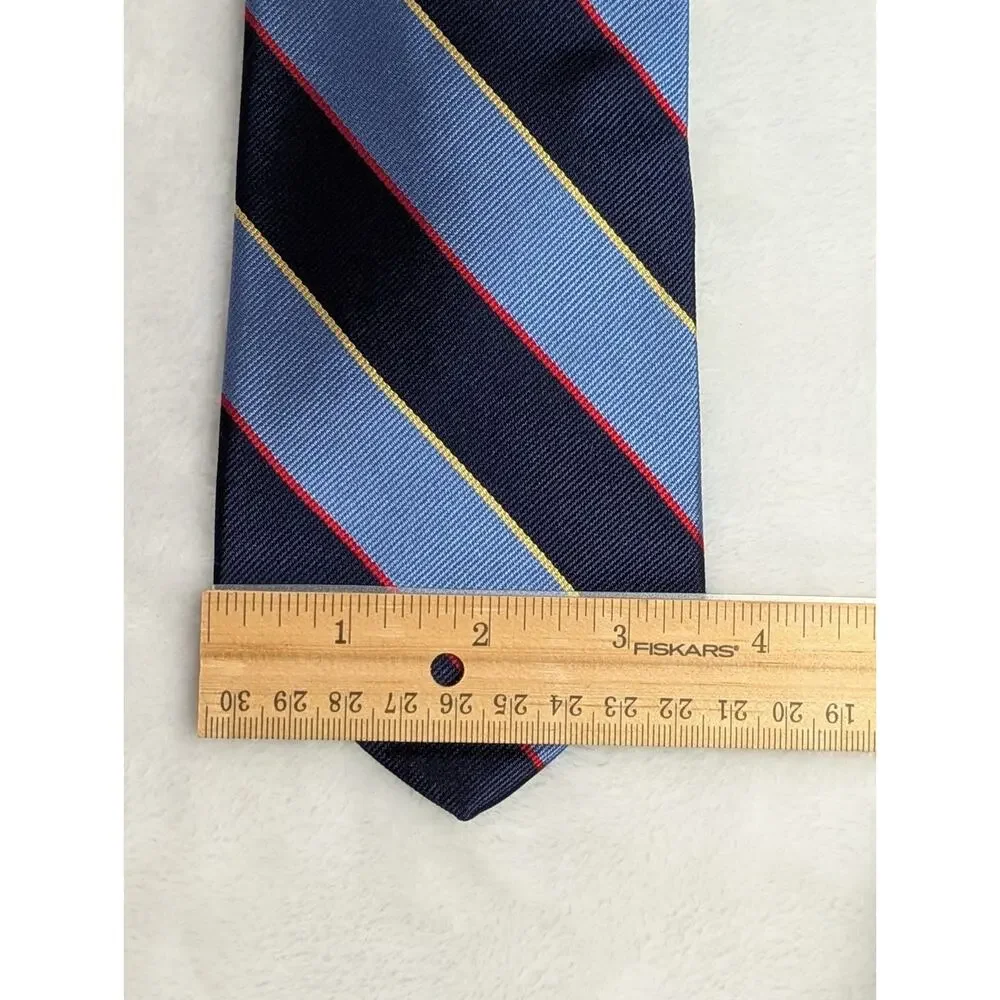 Vintage Brooks Brothers Makers Silk Repp Stripe Tie Made In USA Navy Blue Red